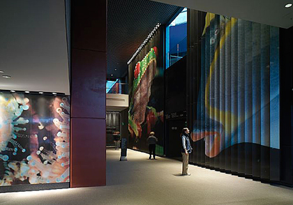 Murals, café/gift shop theming, and interior and exterior wayfinding for the Aquarium's expansion